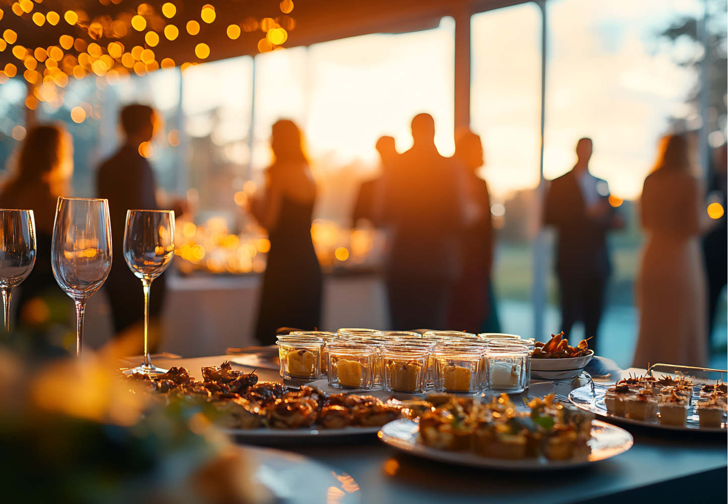 A sunset drinks reception at a private event