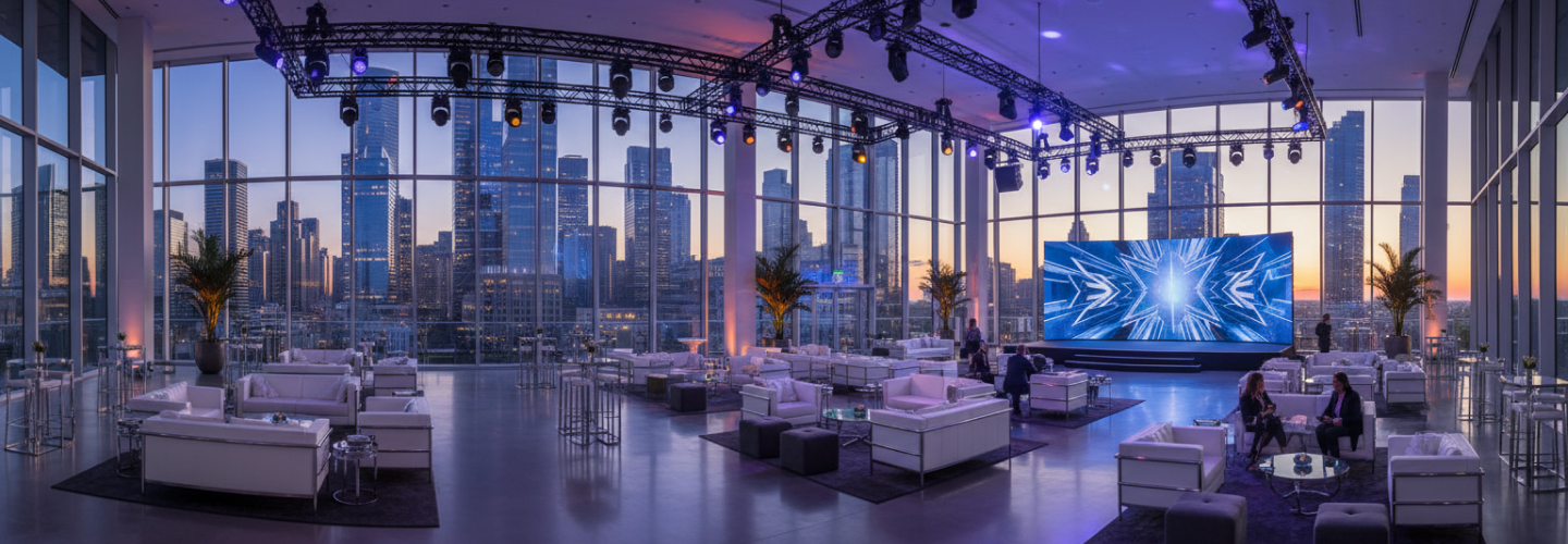 A PRSNTS brand experience inside a rooftop venue